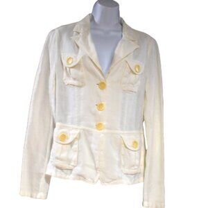 Hartford White Linen Lightweight Blazer Jacket Women’s Size 2 Small